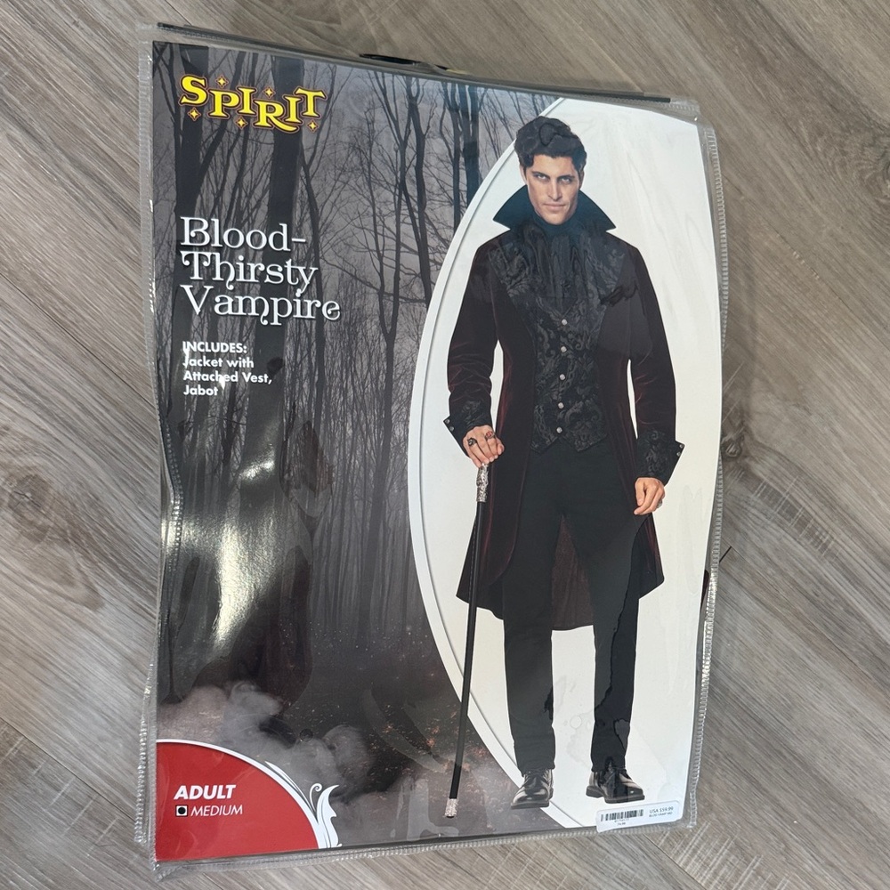 Spirit Halloween Blood Thirsty Vampire Costume Adult Medium
